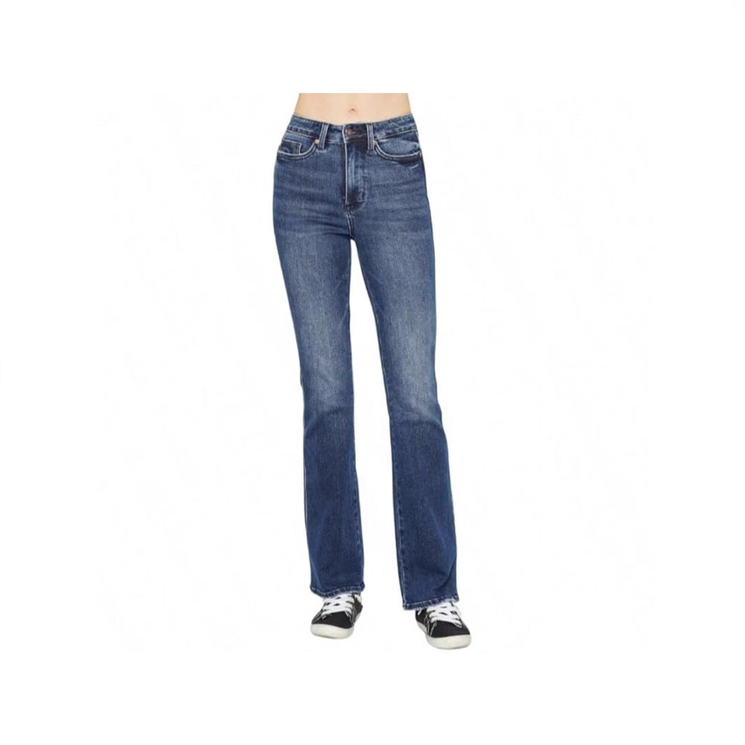 Mid-rise Flared Jeans For Women, Vintage Style, High Elasticity And Comfort
