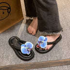 Butterfly Blue Design Soft Bottom Flip Flops Women Casual Non-slip Flip-flop