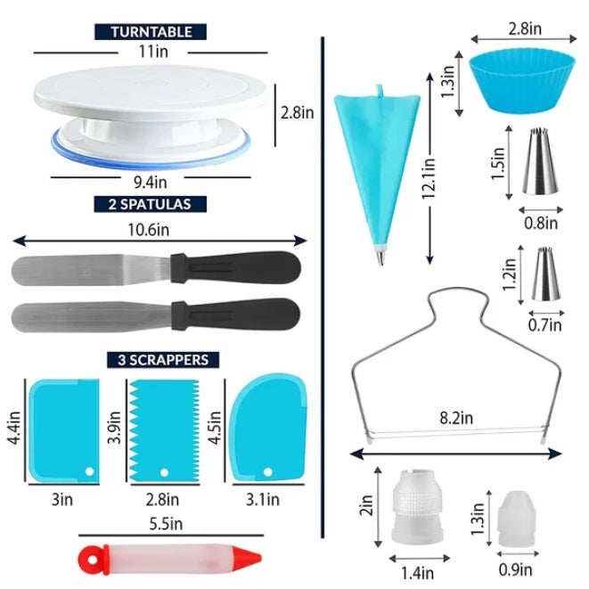 11 Inch Rotating Cake Turntable With 108 Cake Decoration Items Set