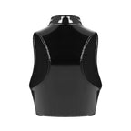 Sexy Women's Mirror Bright Leather Vest