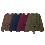 Women's Belted Knit Short Coat