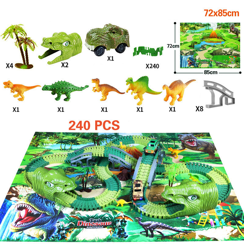 Children's Electric Assembled Track Racing Simulation Animal Tyrannosaurus Dinosaur Toy Puzzle Boy Gift