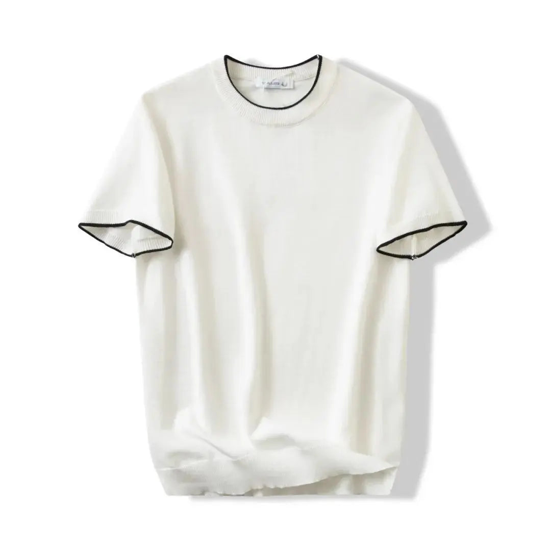 Lazy And Versatile Knitted Round Neck T-shirt For Men - The Premium