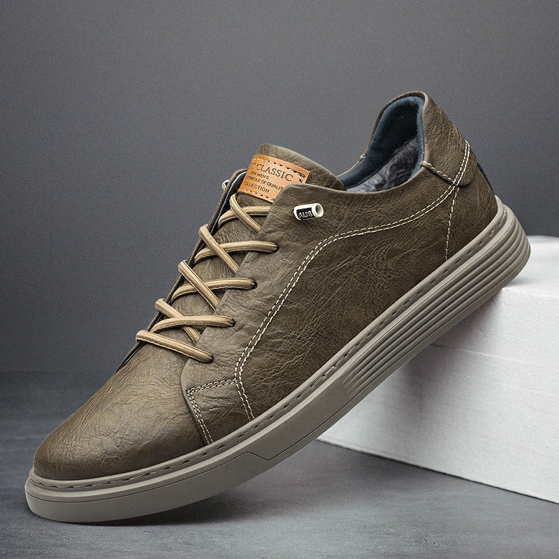 Two-layer Cowhide Casual Sneakers Low-top Men's Shoes