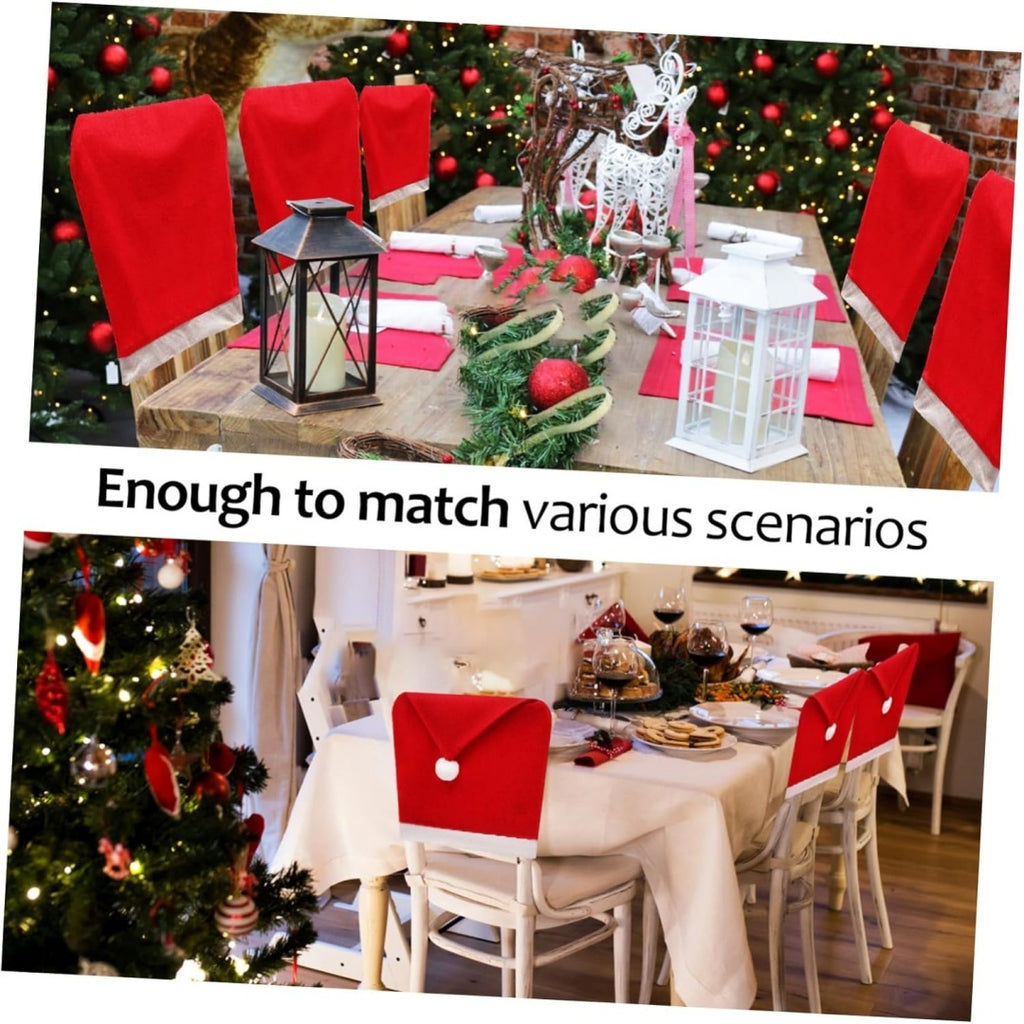 Christmas Chair Covers, Santa Claus Hat Slipcover Xmas Chair Back Cover For Christmas Din - The Premium