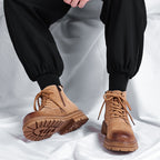 High-top Leather Shoes Leather Zipper Short Boots