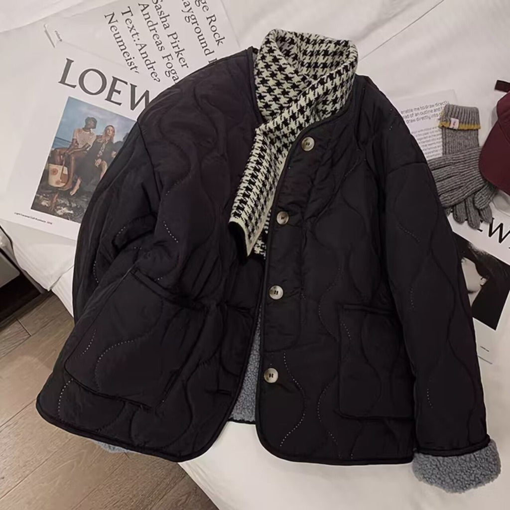 Lamb Fleece Cotton-padded Jacket For Women In Winter