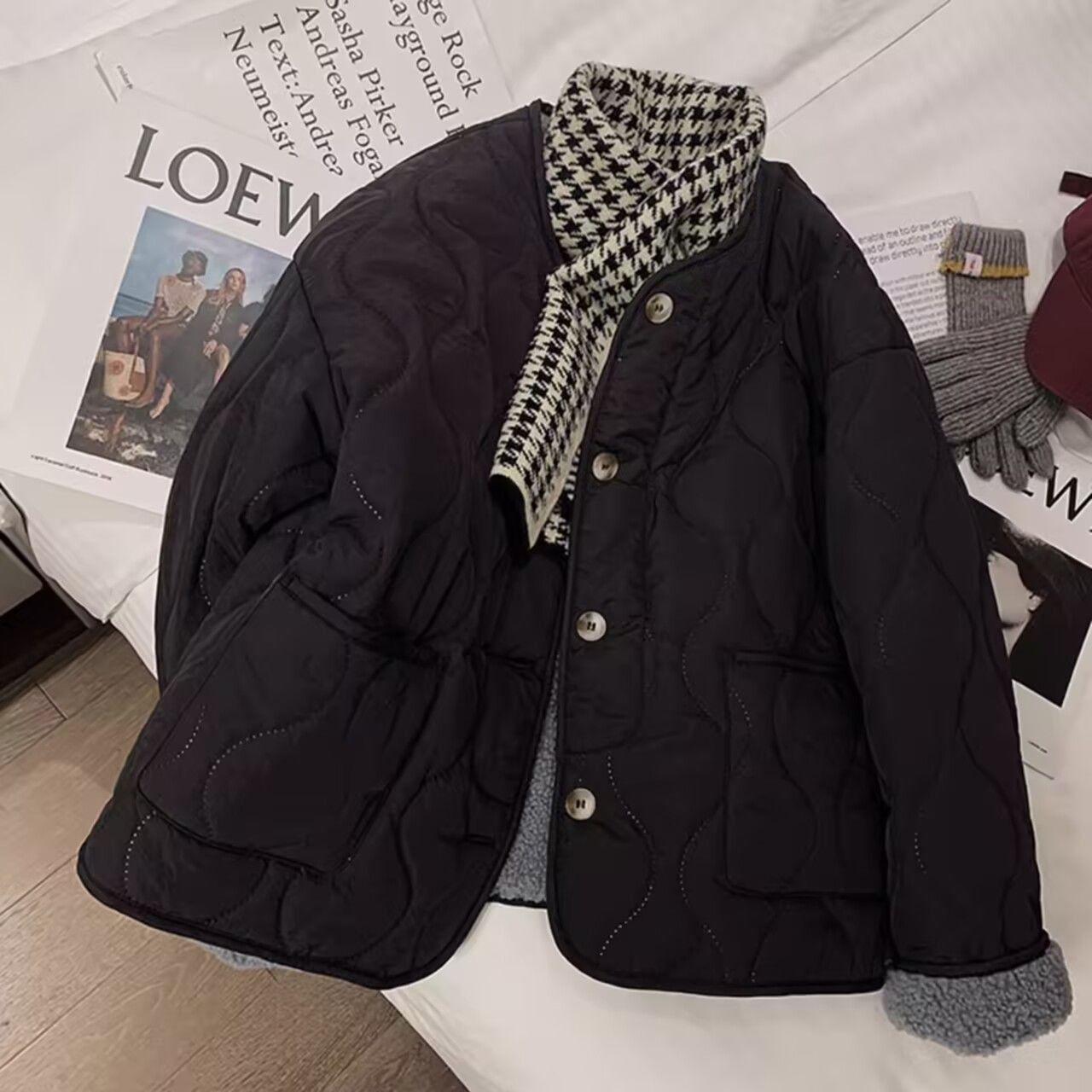 Lamb Fleece Cotton-padded Jacket For Women In Winter