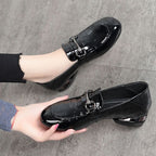 Soft Leather British Style Leather Shoes Shiny Leather Slip-on Two-way Shoes