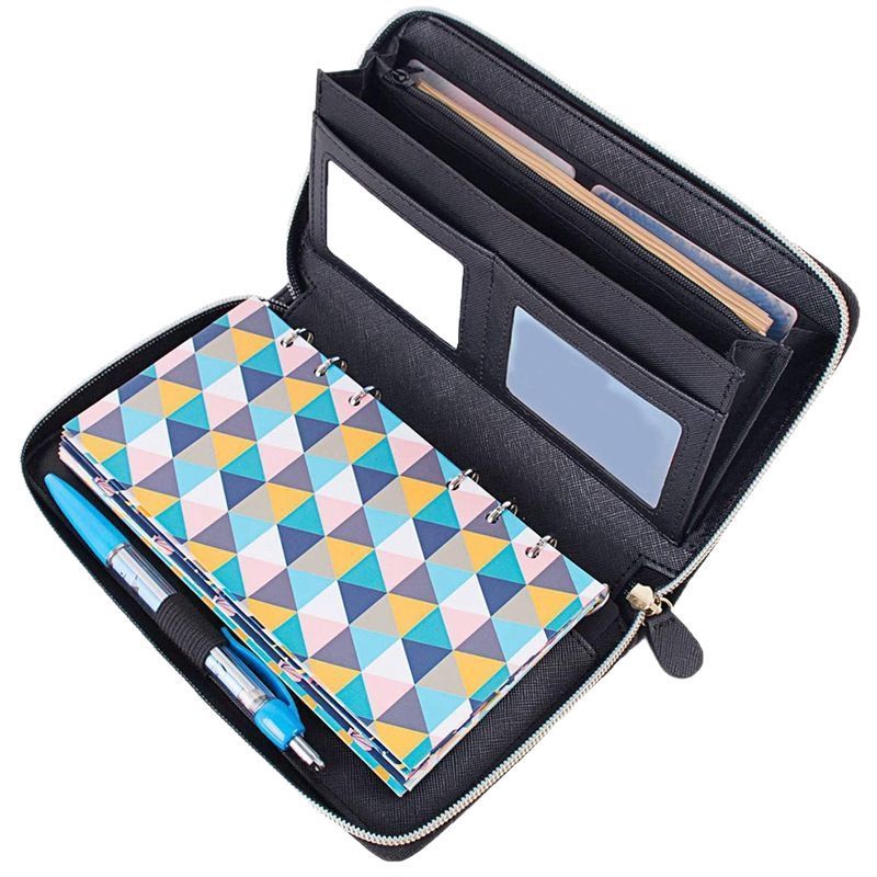 A6 Loose-leaf Binder Journal Book Zipper Bag Leather Wallet