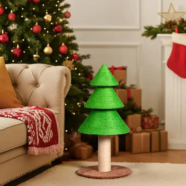 31.5in Christmas Tree Cat Scratcher, Cat Scratching Post For Indoor Cats, Large Sisal Cat Scratching Tree Cat Scratch Tower, Grass Green - The Premium