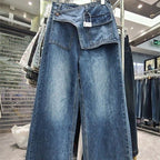 Retro Distressed Design Straight Jeans