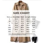 Women's Classic Trench Coat, Solid Color Long Sleeve Belted Mid-Length Jacket With Button Detail For Spring And Fall