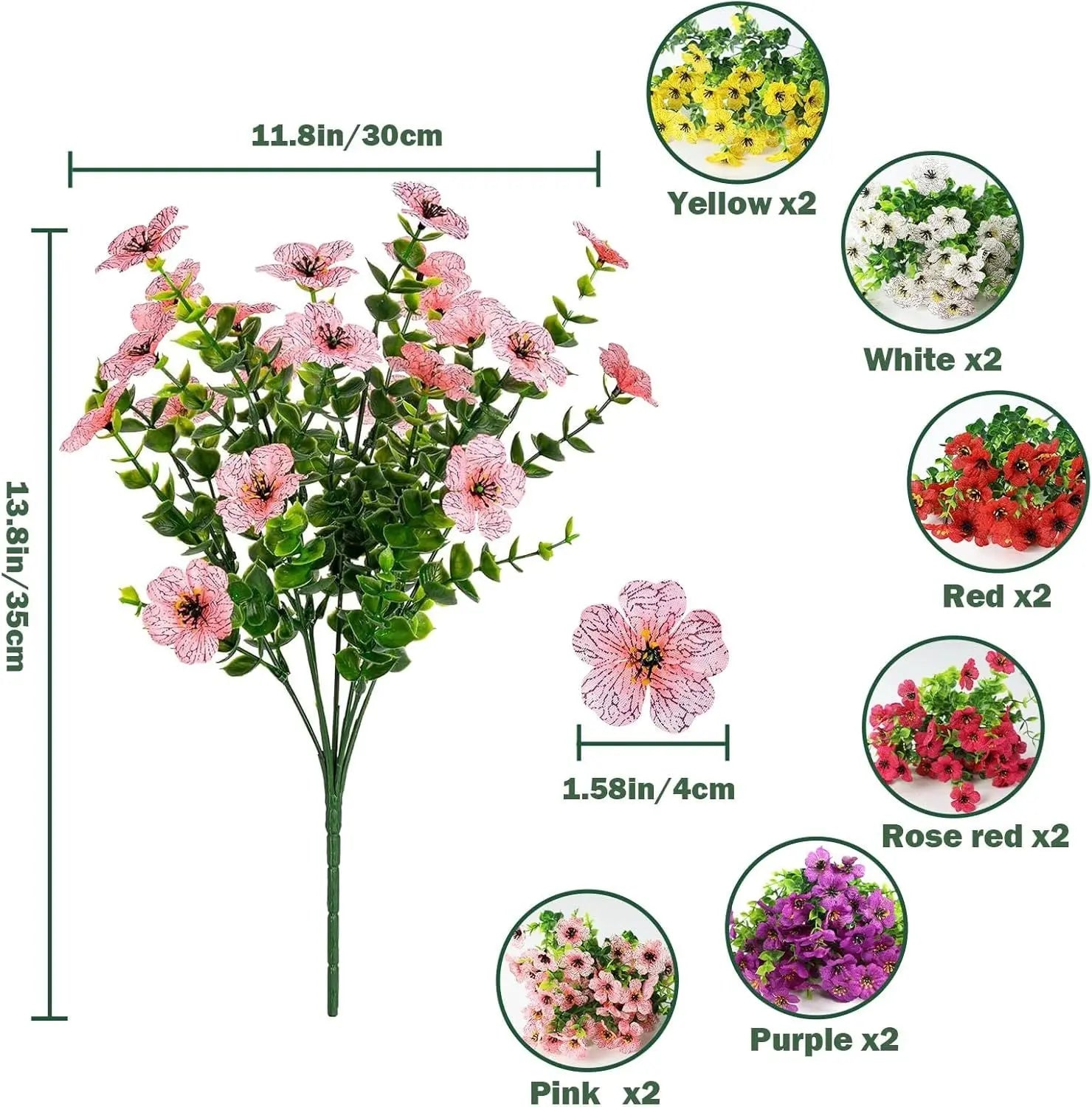 Nepfaivy Artificial Outdoor Flowers UV-Resistant - Realistic Artificial Flowers For Outdoors, Fade Resistant Fake Flowers For Outside, Plastic Faux Flowers For Outdoor Planters - The Premium