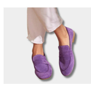 Leisure Flat Suede Plus Size Round Toe Loafers