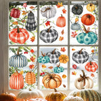 98 PCS Thanksgiving Window Clings 9 Sheets Fall Window Clings Pumpkin Maple Leaves Window Decals Double-Sided Window Stickers For Autumn Thanksgiving Harvest Party Home Window Glass Mirror Decor - The Premium