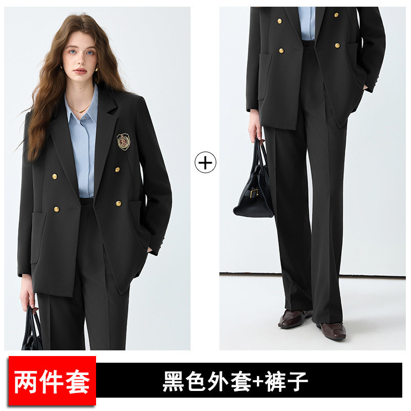 Women's Black Casual Blazer Set