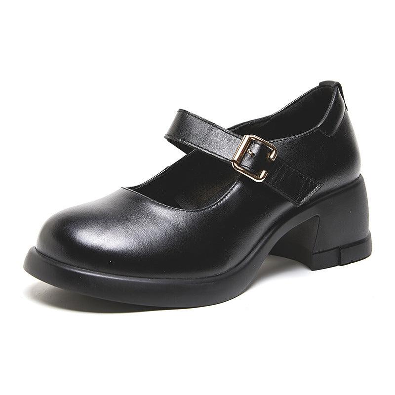 Autumn Mary Jane Leather Shoes Genuine Cowhide Retro