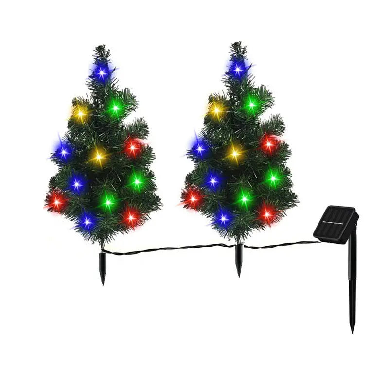 2 Packs Solar Christmas Tree, Solar Powered Pathway Christmas Tree With Multicolored LED Lights, So - The Premium