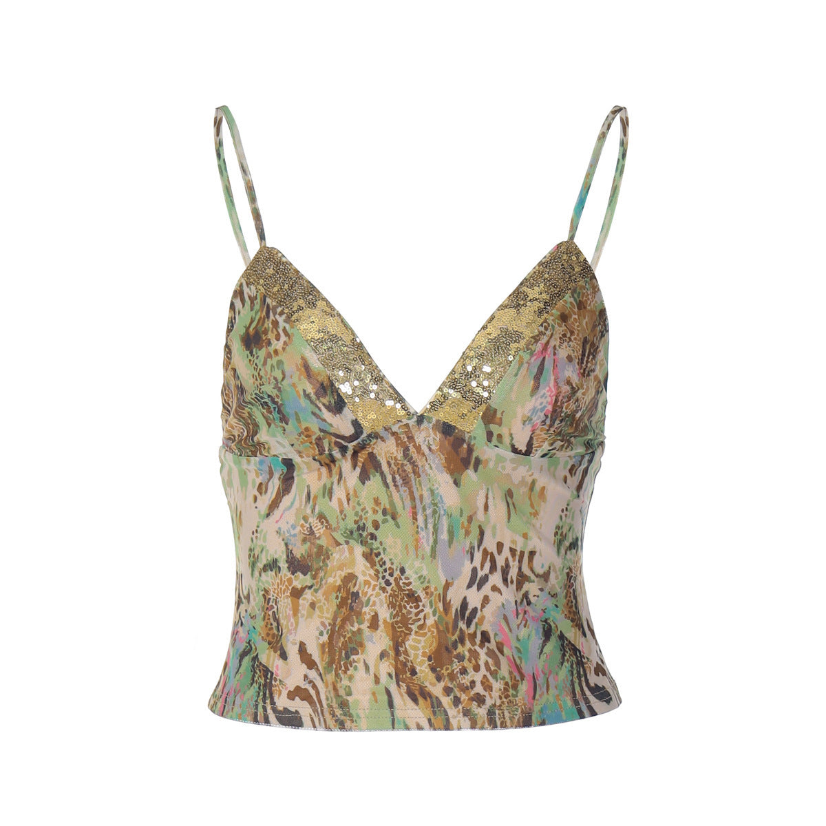 Sexy Lace Stitching Deep V-neck Slim Fit Backless Sling