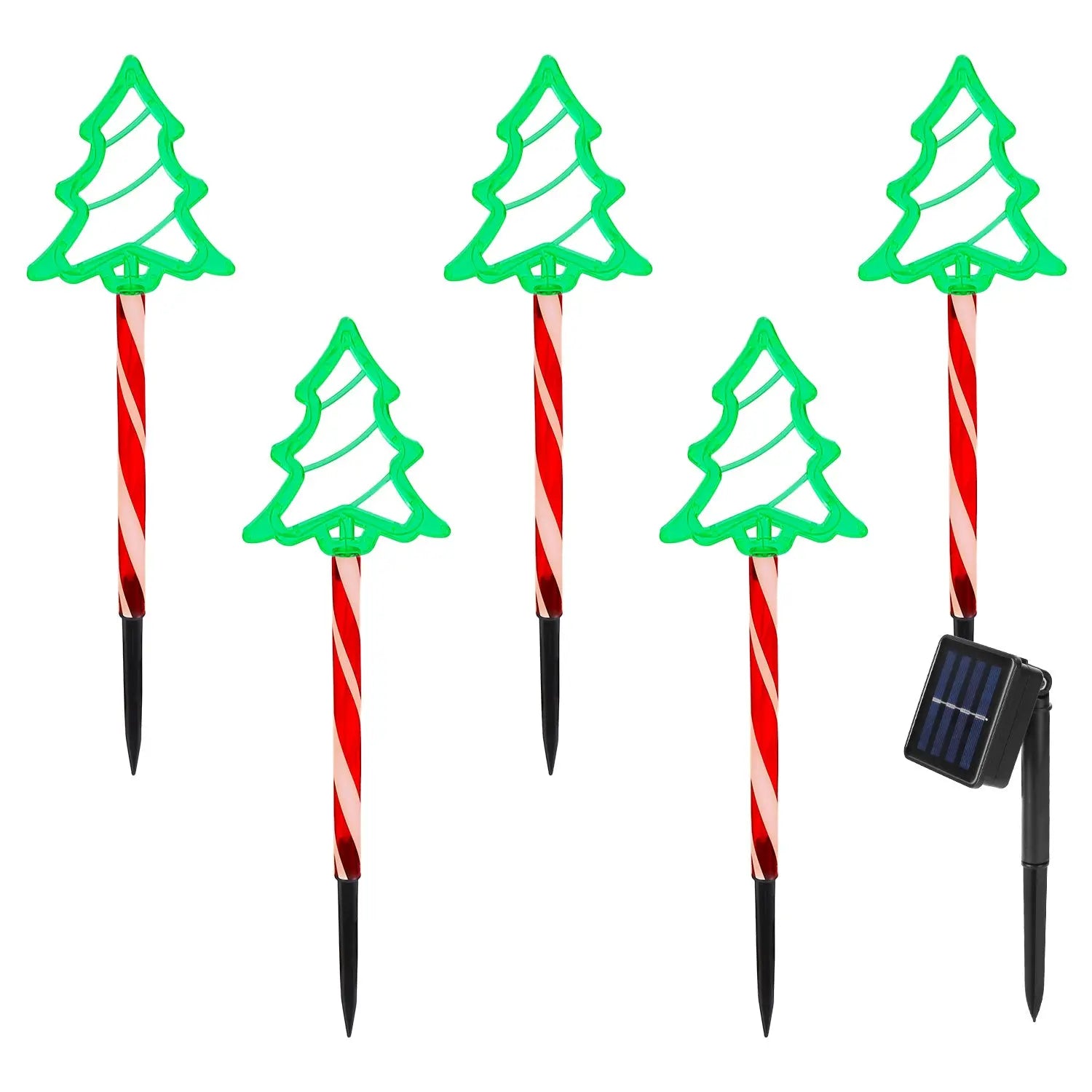 Deer Or Tree Options 5Packs Christmas Outdoor Pathway Light With 8 Modes IP44 Waterproof Xmas Decoration Stake Light Tree Candy Light For Garden Lawn Porch Yard Driveway - The Premium