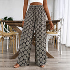 Women's High Waist Printed Casual Wide Leg Pants