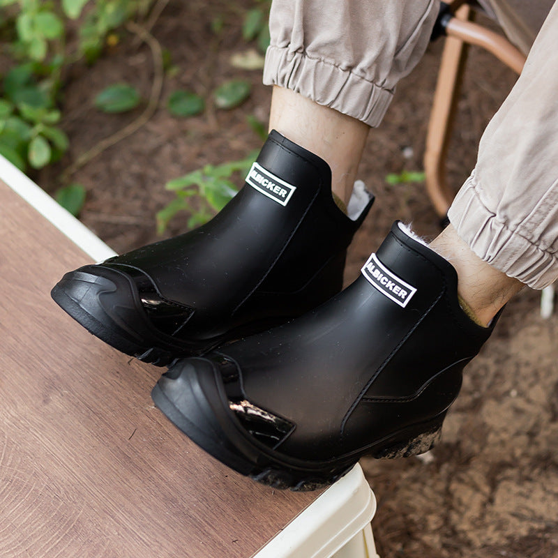 Large Size Fixed Velvet Rain Boots Stylish Water Shoes Men And Women Outdoor