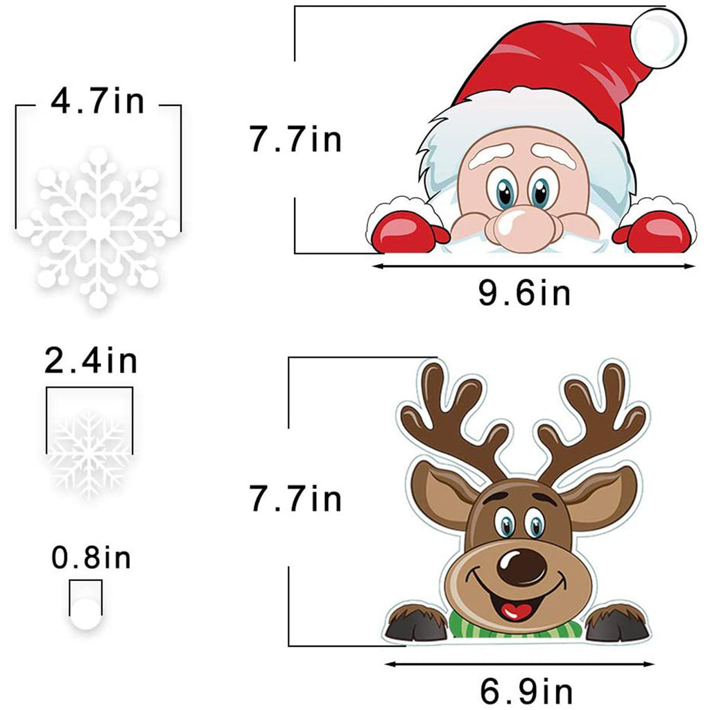 4Sheets Christmas Snowflake Window Clings Stickers For Glass Reusable Double Sided Self Adhesive Static Stickers Xmas Snowflake Reindeer Santa Window Decals Decorations Stickers For Christmas Window D - The Premium