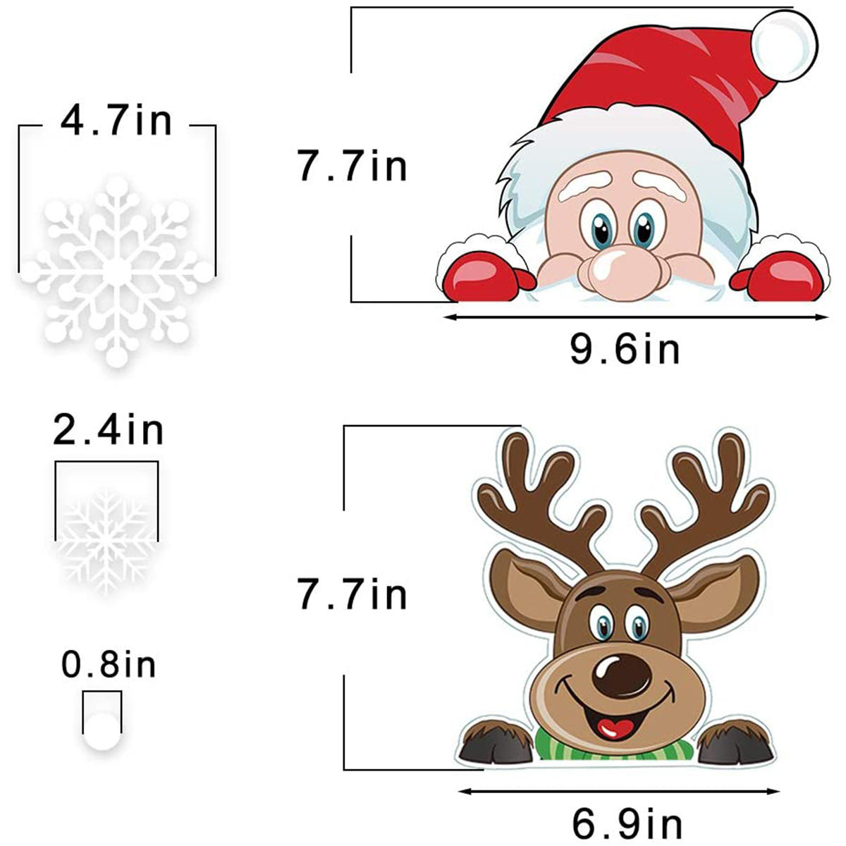 4Sheets Christmas Snowflake Window Clings Stickers For Glass Reusable Double Sided Self Adhesive Static Stickers Xmas Snowflake Reindeer Santa Window Decals Decorations Stickers For Christmas Window D - The Premium
