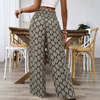 Women's High Waist Printed Casual Wide Leg Pants