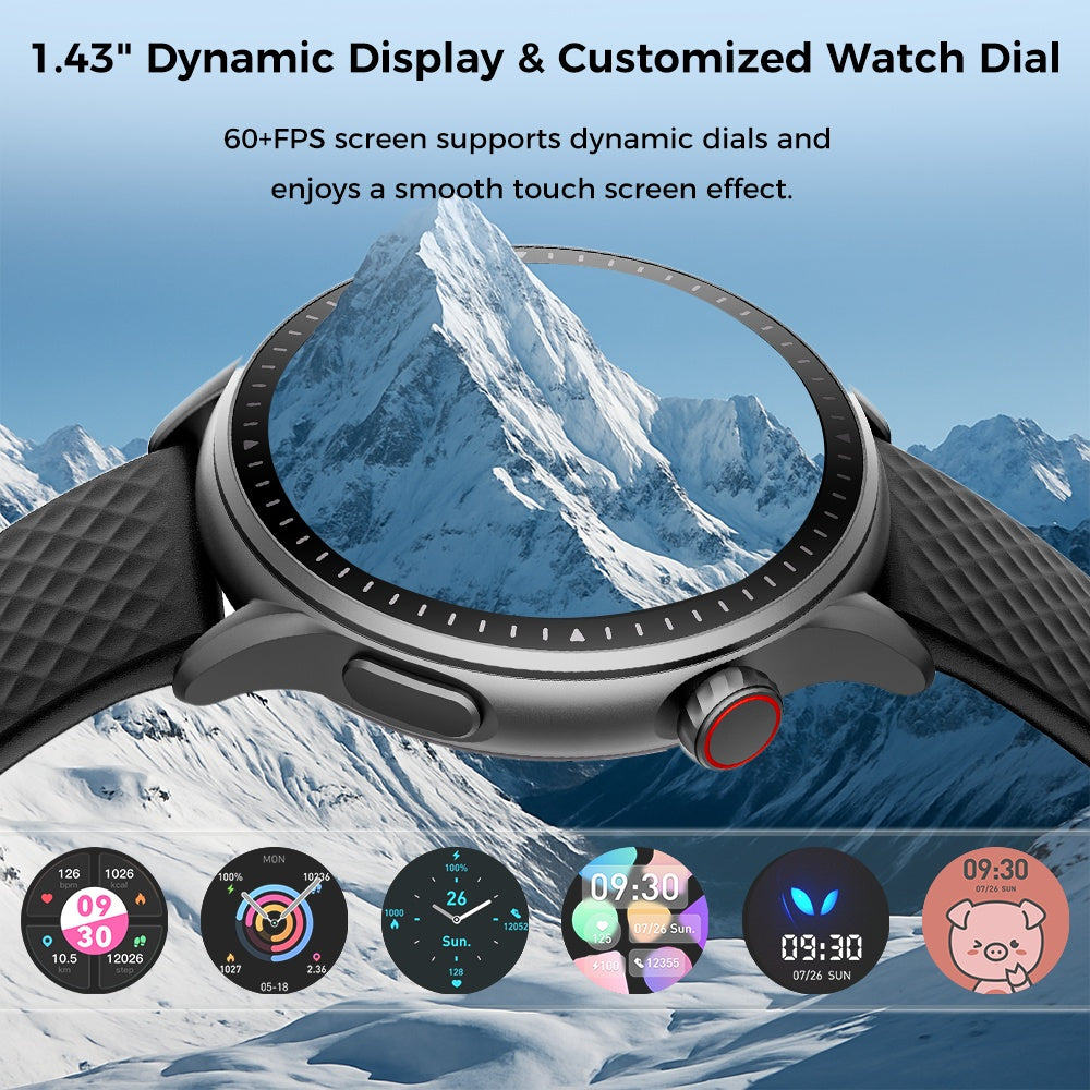 Round Screen Smartwatch, 1.43in HD 3ATM Waterproof, Equipped With Heart Rate Detection, Sleep Monitoring, And Step Tracking,100 Sports Modes Movement Monitor Holiday Gifts Fashion Watches