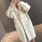 Fashion Loose Medium-length Plaid Coat For Women