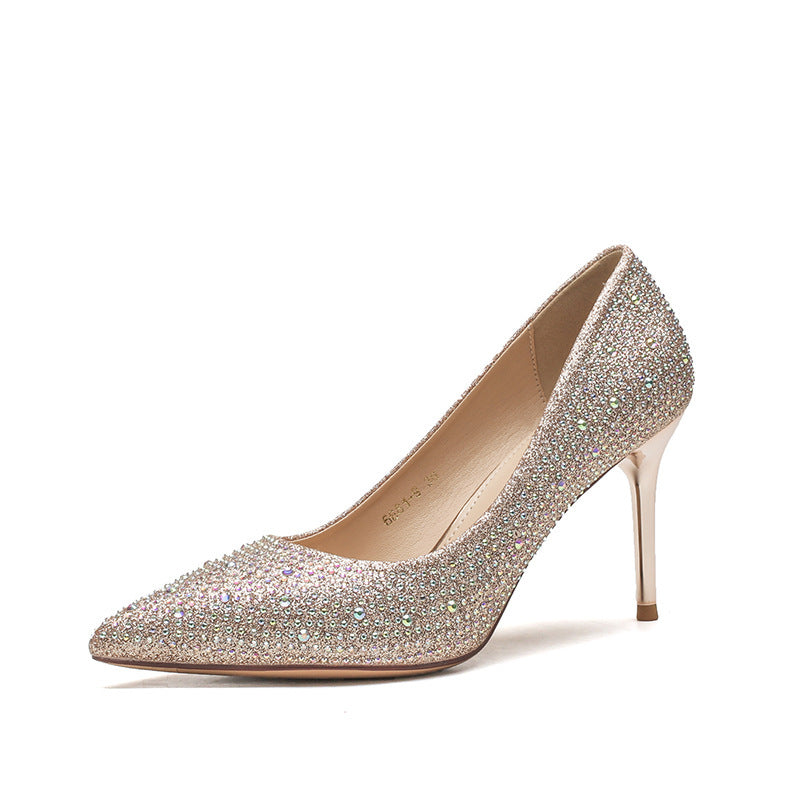 Korean Version New Versatile Crystal High Heels