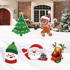 5 Pack Christmas Outdoor Yard Signs With Stakes Christmas Tree Reindeer Santa Gingerbread Snowman Signs Holiday Garden Sign For Xmas Winter Party Porch Lawn Walkway Decorations Outdoor Christmas Scene