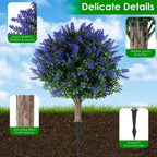 2 Packs Artificial Lavender Topiary Ball Trees UV Resistant Artificial Shrubs Fake Plants Evergreen Artificial Bush With Ground Spike For Indoor Outdoor Front Porch Garden - The Premium