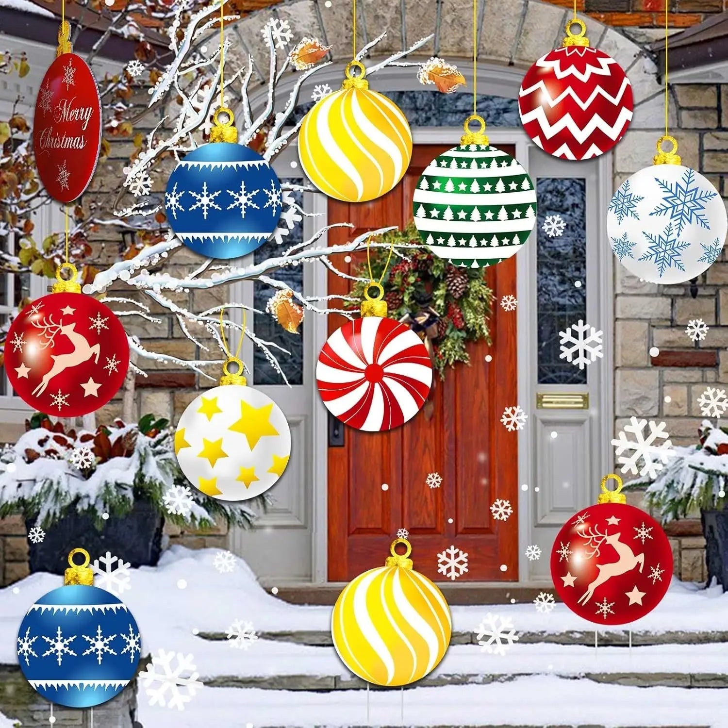 9Pcs Christmas Yard Signs With Stakes And Cords Christmas Balls Yard Signs Decorations For Outdoor Yard Porch Tree Lawn Decorations Xmas Party Decor Clearance - The Premium
