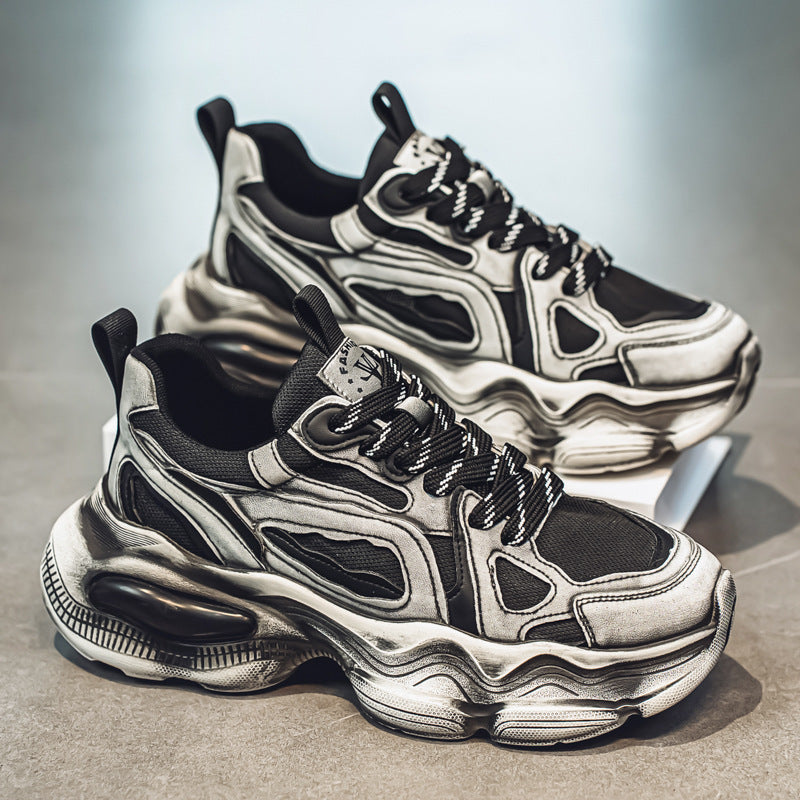 Personalized Brush Color Mesh Casual Height Increasing Men's Sneaker