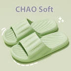 Fashion Solid Color Striped Home Slippers Summer Thick Bottom Non-slip Bathroom Slipper Women Men Couples Shoes