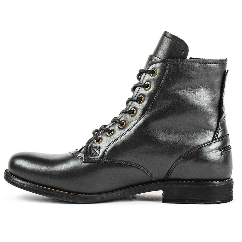 Knight Series Two-tone Side Zipper Leather Boots