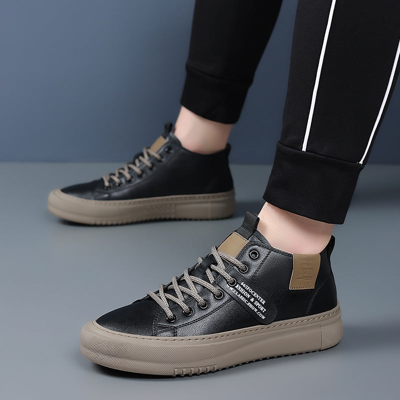 Men's Sports Casual Leather White Shoes