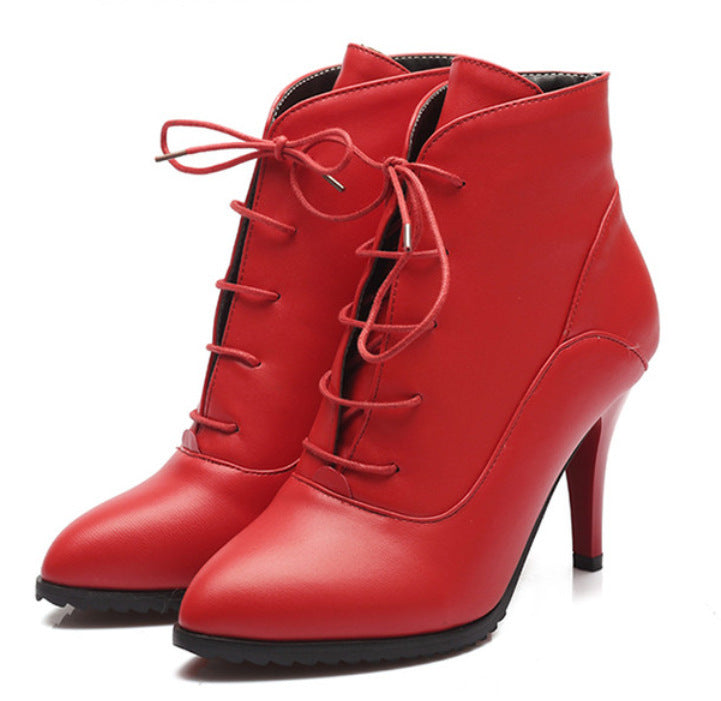 Women's Fashion Lace-up Martin Boots Stiletto Heel