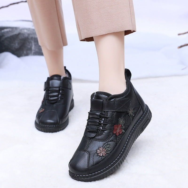 Old Beijing Cloth Shoes Women's Elderly Cotton Winter Fleece-lined Warm Soft Sole