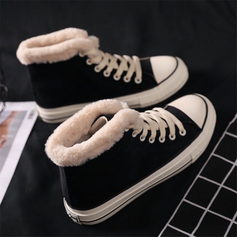 Canvas Shoes Women's Plush Cotton-padded Warm-keeping Cotton Shoes