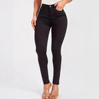Casual Versatile Simple Solid Color Slim Denim Trousers