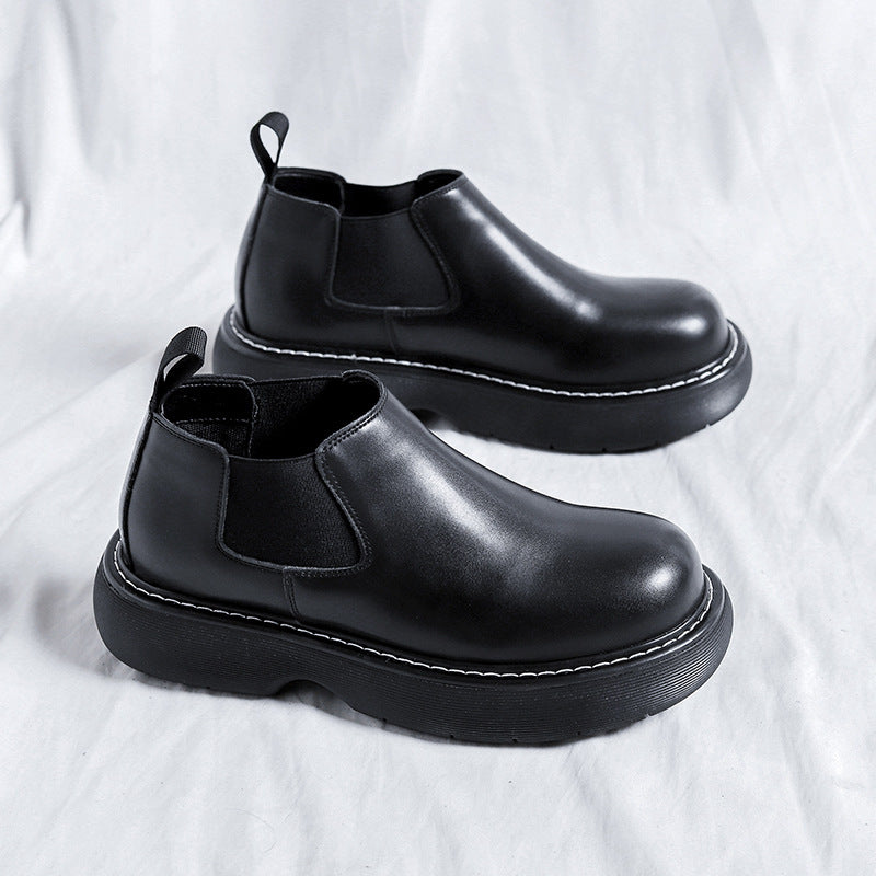 Martin Boots Black And Round Thick-soled Men