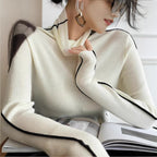 French High-neck Knit Sweater Women