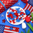 4th Of July Decorations, 12 Pcs Patriotic Artificial Tulips With 180 Pcs Red White Blue Sponge Stars Independence Day Vase Filler For Home Table Centerpiece Decor Clearance Sale - The Premium