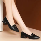 Pointed Soft-soled Leather Shoes Shallow Mouth Single Shoe Fashionable Low Heel