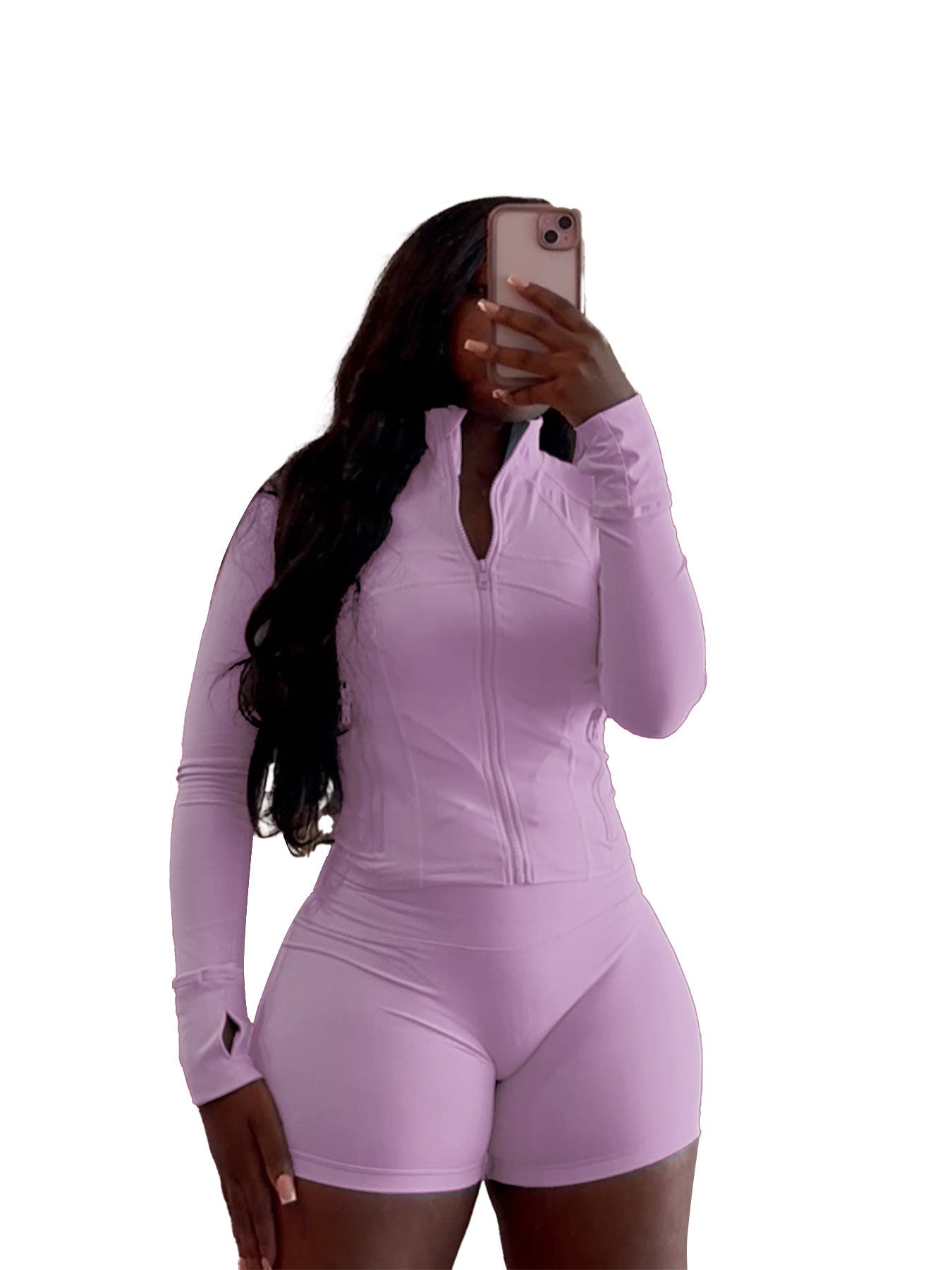 Spring And Summer Sporty Casual Sexy Tight Long-sleeve Shorts Two-piece Set