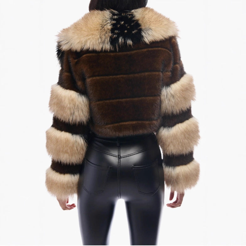 Women's Artificial Fur Environmental Protection Fur Short Lapels Coat